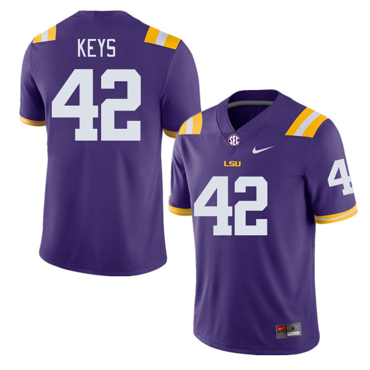 Men #42 Davhon Keys LSU Tigers College Football Jerseys Stitched-Purple